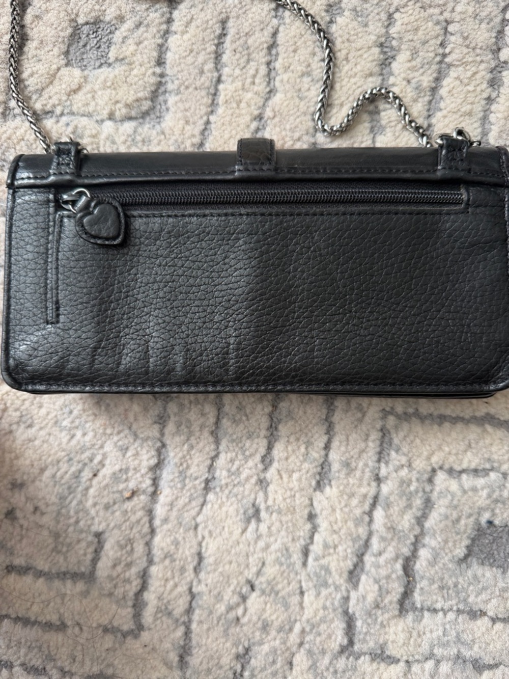 Brighton Black Leather Chain Clutch with Decorative Silver Accent - Picture 8 of 16